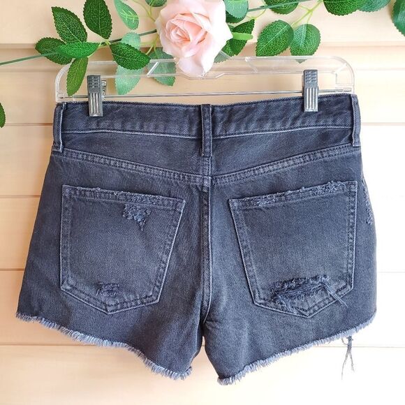 Free People Good Times Frayed Black Denin Jean Shorts - Picture 4 of 10